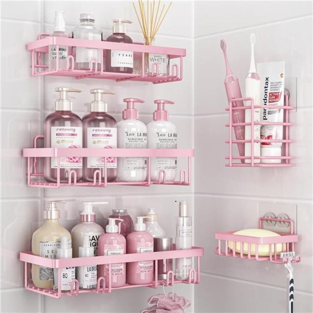 5 Pack Shower Caddy Organizer Rack Shelf for Inside Shower, Adhesive Bathroom